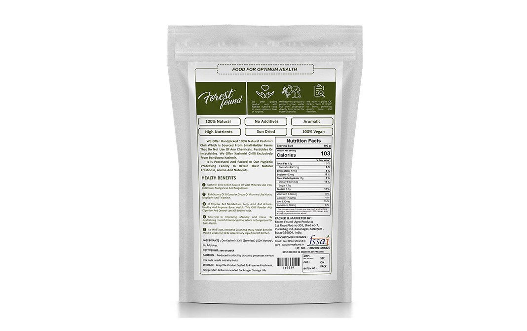 Forest Found Stemless Kashmiri Chilli    Pack  400 grams